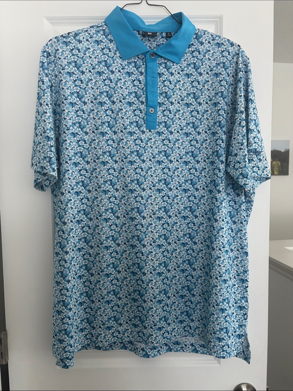 Men's FJ Floral Print Golf Shirt - Blue